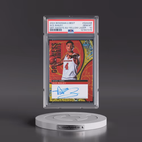 2024 Bowman University Best Greatness Awaits Autographs #GAAAB Ace Bailey Yellow Lazer