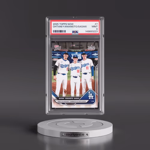 2025 Topps Now #7 Roki Sasaki/Shohei Ohtani/Yoshinobu Yamamoto (PSA 9 MINT)