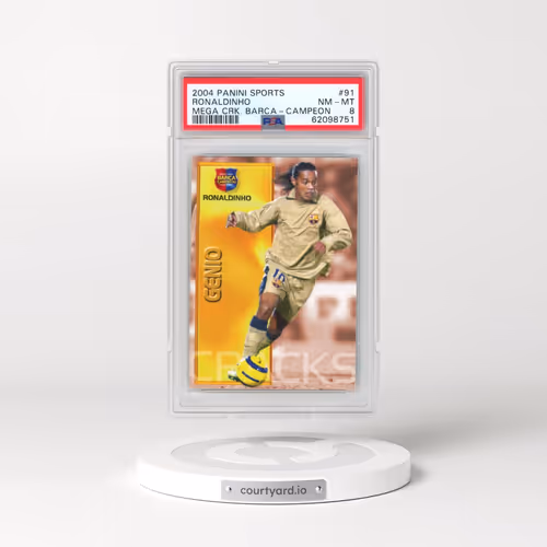 2004 Panini Sports Mega Cracks Barca #91 Ronaldinho - Campeon (Spanish) (PSA 8 NM-MT)
