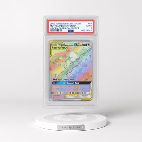 2019 Pokémon Sun & Moon Hidden Fates #69 Moltres & Zapdos & Articuno GX - Holo Full Art Secret (PSA