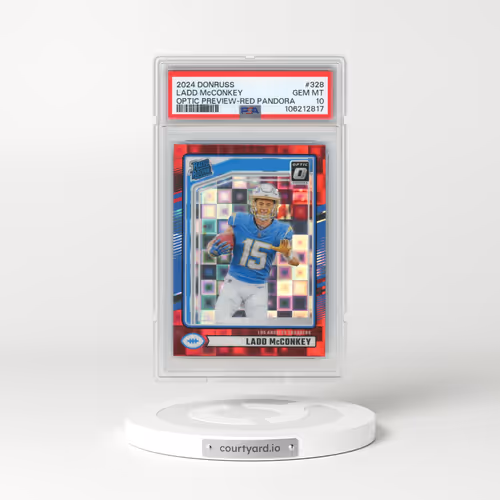 2024 Panini Donruss #328 Ladd McConkey - Optic Preview-Red Pandora (PSA 10 GEM MINT)