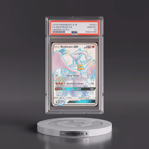 2019 Pokémon Sun & Moon Hidden Fates #SV51 Reshiram GX - Holo Full Art (PSA 10 GEM MINT)