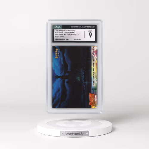 1999 Pokémon the First Movie #18 The Temple Of Mewtwo - First Print (Blue Topps Logo) (CGC 9 MINT)