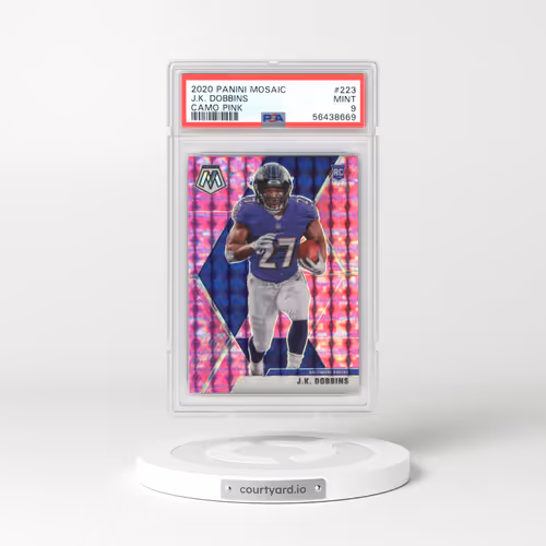2020 Panini Mosaic #223 J.K. Dobbins - Camo Pink (PSA 9 MINT)