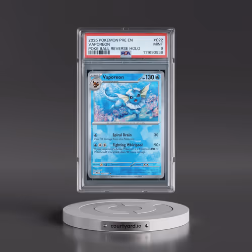 2025 Pokémon Pre EN-Prismatic Evolutions #022 Vaporeon - Reverse Holo Poke Ball (PSA 9 MINT)