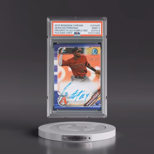 2019 Bowman Chrome Prospects Autographs #CPAGP Geraldo Perdomo - Purple Refractor (PSA 9 MINT)