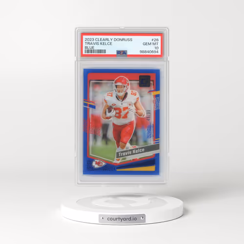2023 Panini Clearly Donruss #26 Travis Kelce - Blue (PSA 10 GEM MINT)