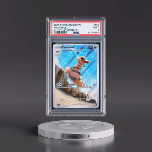 2025 Pokémon Blk EN-Black Bolt #136 Krokorok - Illustration Rare (PSA 9 MINT)