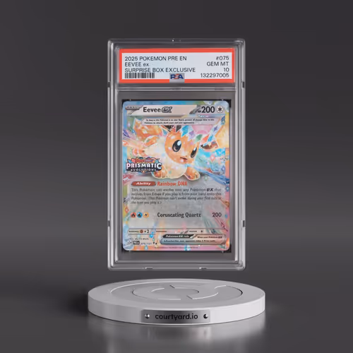 2025 Pokémon Pre EN-Prismatic Evolutions #075 Eevee EX - Holo Surprise Box Exclusive (PSA 10 GEM MIN