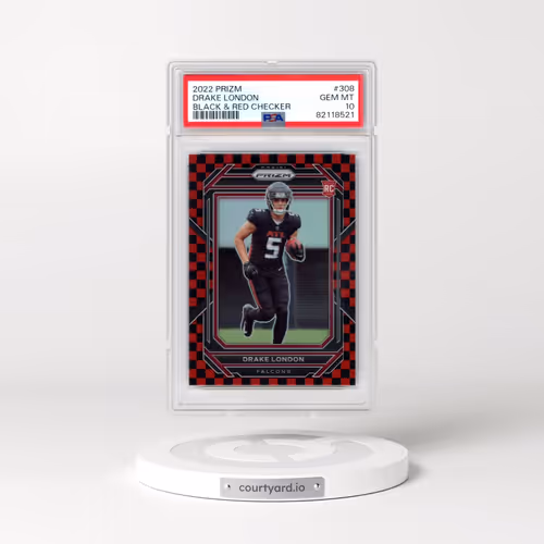 2022 Panini Prizm #308 Drake London - Black & Red Checker (PSA 10 GEM MINT)