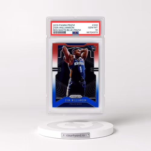 2019 Panini Prizm #248 Zion Williamson - Red/White/Blue Prizm (PSA 10 GEM MINT)