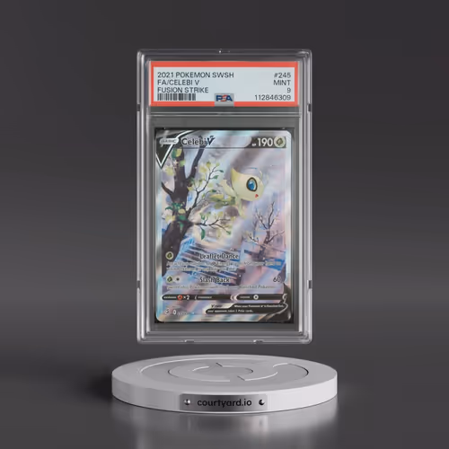 2021 Pokémon Sword & Shield Fusion Strike #245 Celebi V - Holo Full Art (PSA 9 MINT)