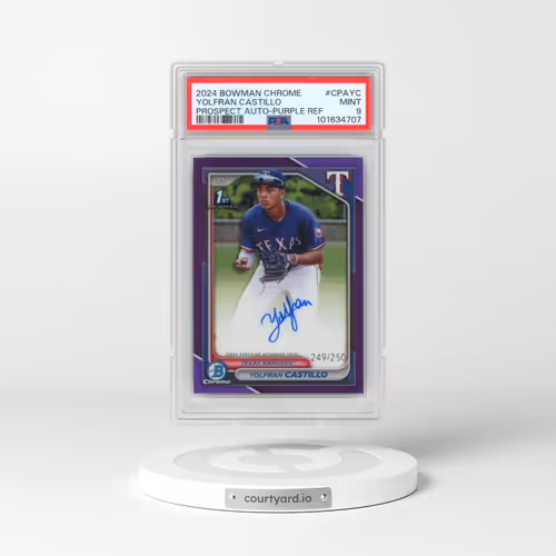 2024 Bowman Chrome Prospect Autographs #CPAYC Yolfran Castillo - Purple Refractor (PSA 9 MINT)