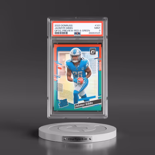 2023 Panini Donruss #331 Jahmyr Gibbs - Optic Preview-Red & Green (PSA 9 MINT)