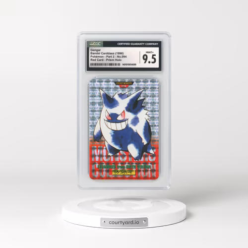 1996 Japanese Bandai Carddass #94 Gengar - Full Art Holo Red Card (CGC 9.5 MINT+)