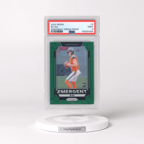 2024 Panini Prizm Emergent #3 Bo Nix - Green Prizm (PSA 9 MINT)