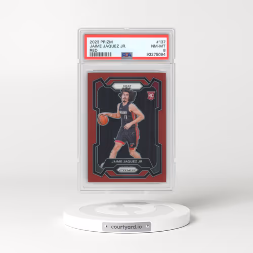 2023 Panini Prizm #137 Jaime Jaquez Jr. - Red Prizm (PSA 8 NM-MT)