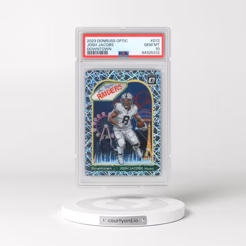 2023 Panini Donruss Optic Downtown! #D12 Josh Jacobs (PSA 10 GEM MINT)