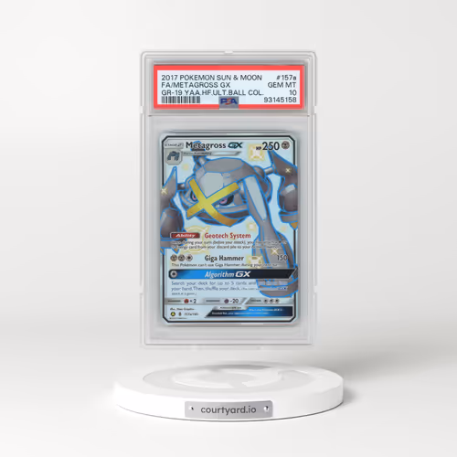 2017 Pokémon Sun & Moon Guardians Rising #157a Metagross GX - Holo Full Art 2019 Yellow A Alternate Art Hidden Fates Ultra Ball Collection (PSA 10 GEM MINT)