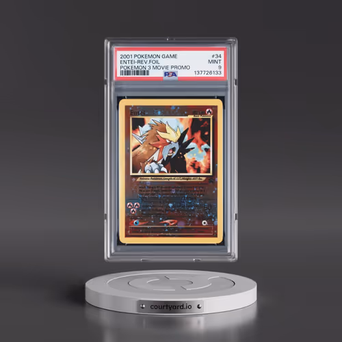 2001 Pokémon Game Movie #34 Entei - Reverse Foil Pokemon 3 Movie Promo (PSA 9 MINT)