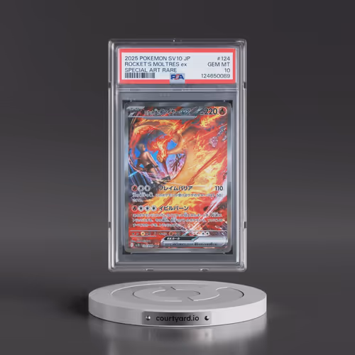 2025 Pokémon SV10-Glory of Team Rocket #124 Team Rocket's Moltres EX - Holo Special Art Rare (PSA 10