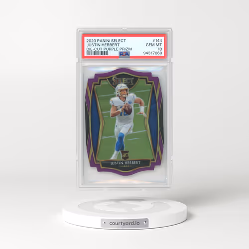 2020 Panini Select #144 Justin Herbert - Die-Cut Purple Prizm (PSA 10 GEM MINT)