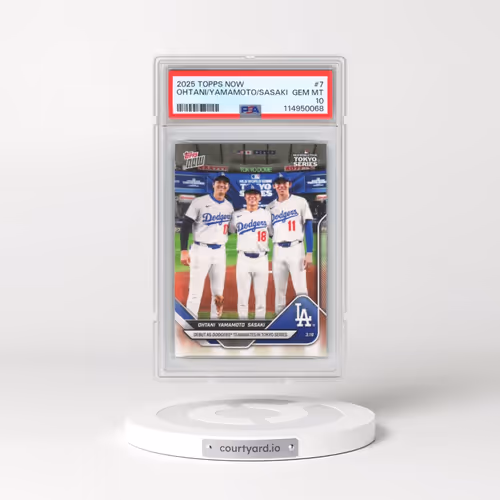 2025 Topps Now #7 Roki Sasaki/Shohei Ohtani/Yoshinobu Yamamoto (PSA 10 GEM MINT)