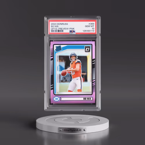 2024 Panini Donruss #369 Bo Nix - Optic Preview-Pink (PSA 10 GEM MINT)