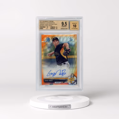 2017 Bowman Chrome Prospect Autographs Orange Wave Refractors #CPAGH Gage Hinsz (BGS 9.5 GEM MINT)