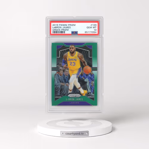 2019 Panini Prizm #129 LeBron James - Green Prizm (PSA 10 GEM MINT)