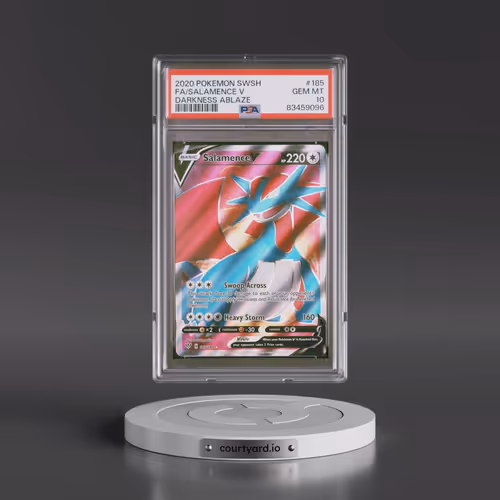 2020 Pokémon Sword & Shield Darkness Ablaze #185 Salamence V - Holo Full Art (PSA 10 GEM MINT)