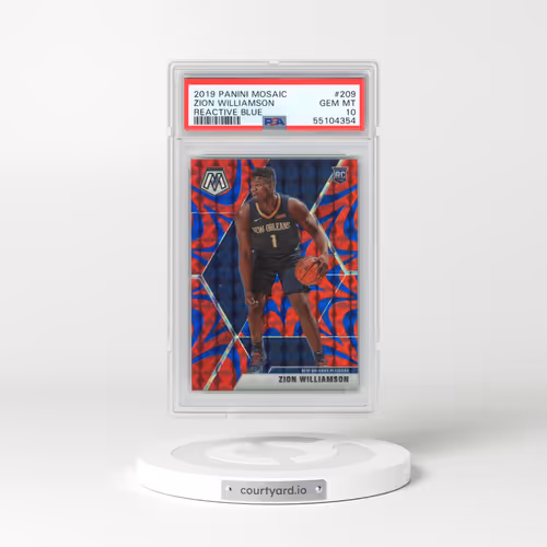 2019 Panini Mosaic #209 Zion Williamson - Reactive Blue (PSA 10 GEM MINT)