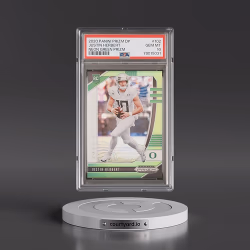 2020 Panini Prizm Draft Picks #102 Justin Herbert - Neon Green Prizm (PSA 10 GEM MINT)