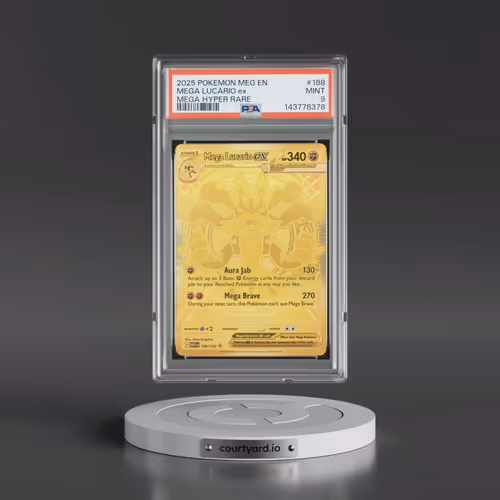 2025 Pokémon Meg EN-Mega Evolution #188 Mega Lucario EX - Holo Mega Hyper Rare (PSA 9 MINT)