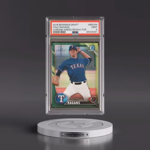 2016 Bowman Draft #BDC64 Cole Ragans - Chrome-Green Refractor (PSA 9 MINT)