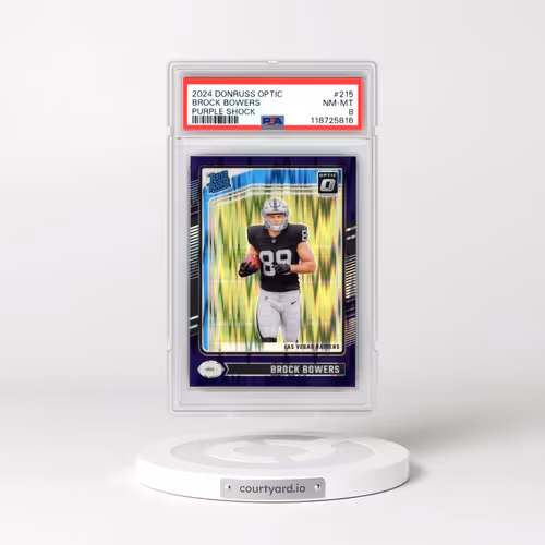 2024 Panini Donruss Optic #215 Brock Bowers - Purple Shock (PSA 8 NM-MT)