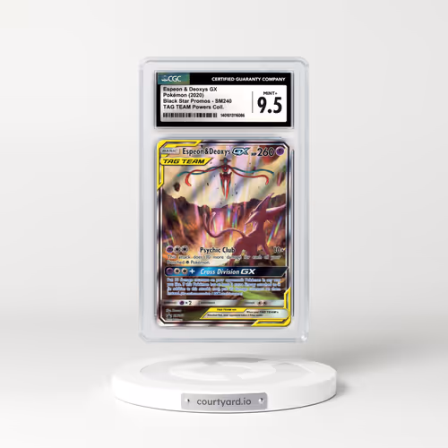 2020 Sun & Moon Promos #SM240 Espeon & Deoxys GX - Full Art Holo TAG TEAM Powers Collection (CGC 9.5