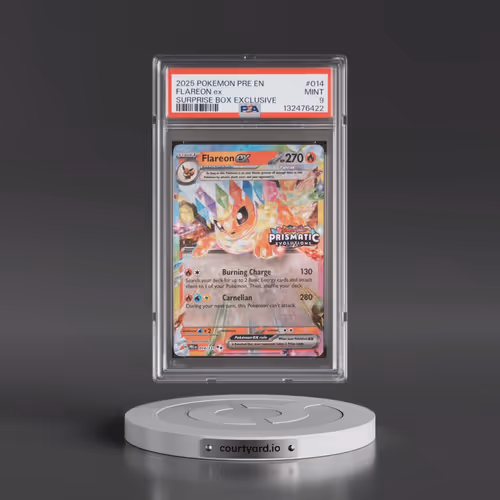 2025 Pokémon Pre EN-Prismatic Evolutions #014 Flareon EX - Holo Surprise Box Exclusive (PSA 9 MINT)