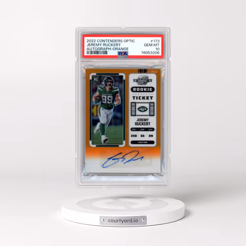 2022 Panini Contenders Optic #173 Jeremy Ruckert - Autograph-Orange (PSA 10 GEM MINT)