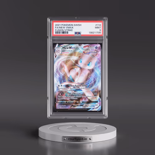 2021 Pokémon Sword & Shield Fusion Strike #114 Mew Vmax - Full Art (PSA 9 MINT)