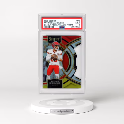 2023 Panini Select #140 Patrick Mahomes II - Die-Cut Red & Yellow Prizm (PSA 9 MINT)