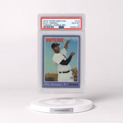 2019 Topps Heritage #516 Eloy Jimenez - Chrome-Purple Refractor (PSA 10 GEM MINT)