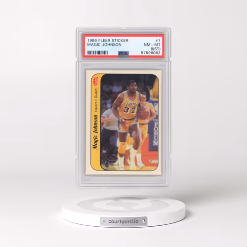 1986 Fleer Sticker #7 Magic Johnson (PSA 8 NM-MT)