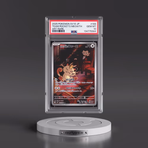 2025 Pokémon SV10-Glory of Team Rocket #109 Team Rocket's Meowth - Art Rare (PSA 10 GEM MINT)