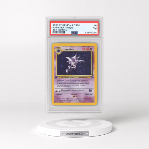 1999 Pokémon Fossil #6 Haunter - 1st Edition Holo (PSA 7 NM)