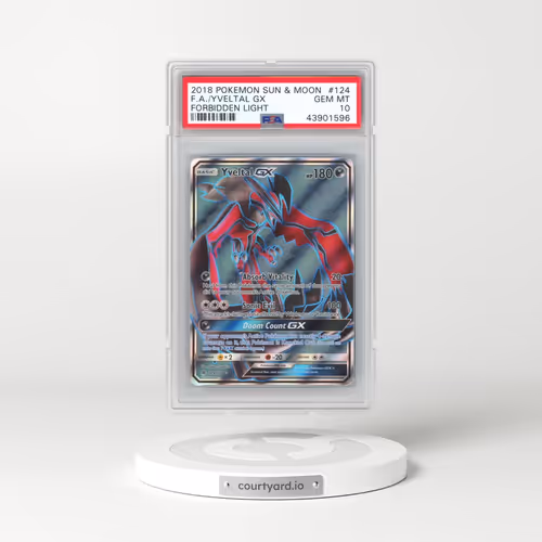 2018 Pokémon Sun & Moon Forbidden Light #124 Yveltal GX - Holo Full Art (PSA 10 GEM MINT)