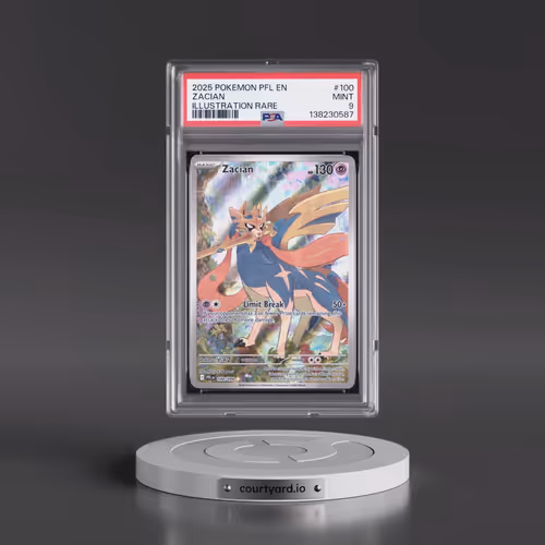 2025 Pokémon Pfl EN-Phantasmal Flames #100 Zacian - Illustration Rare (PSA 9 MINT)