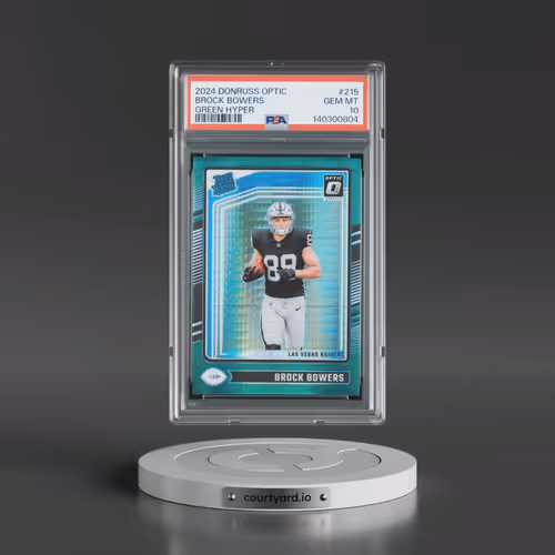2024 Panini Donruss Optic #215 Brock Bowers - Green Hyper (PSA 10 GEM MINT)