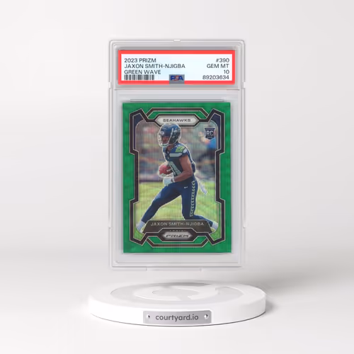 2023 Panini Prizm #390 Jaxon Smith-Njigba - Green Wave (PSA 10 GEM MINT)