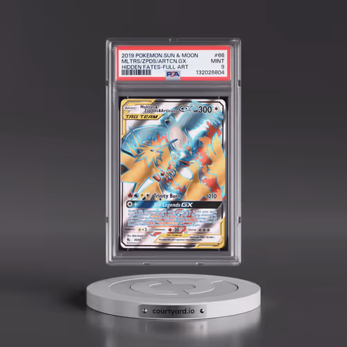2019 Pokémon Sun & Moon Hidden Fates #66 Moltres & Zapdos & Articuno GX - Holo Full Art (PSA 9 MINT)